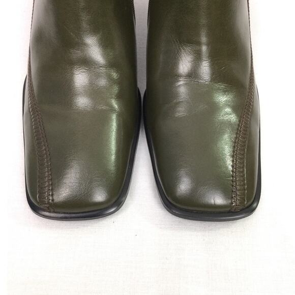Franco Sarto Square Toe Olive Green Vegan Leather Side Zip Bootie 10M - Picture 3 of 12